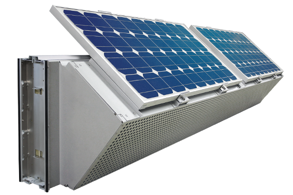 Detailansicht Lärmschutzaufsatzelement mit Photovoltaik