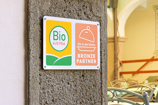 wetterfeste Werbetafel Bio Austria